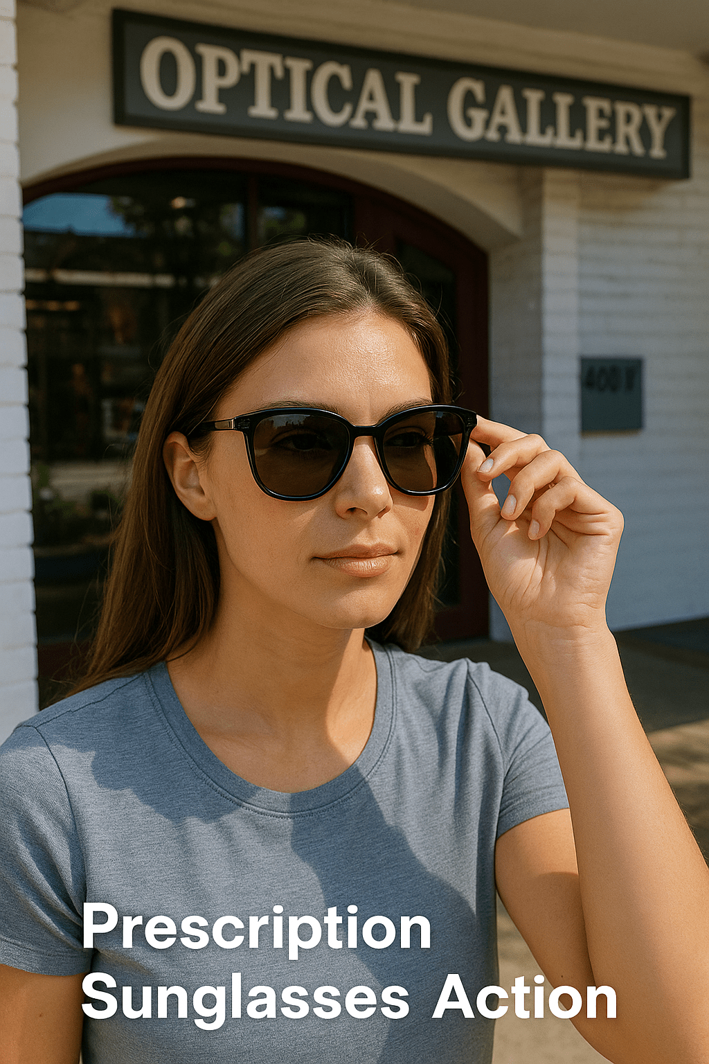 customer trying on prescription sunglasses Palm Beach Gardens
