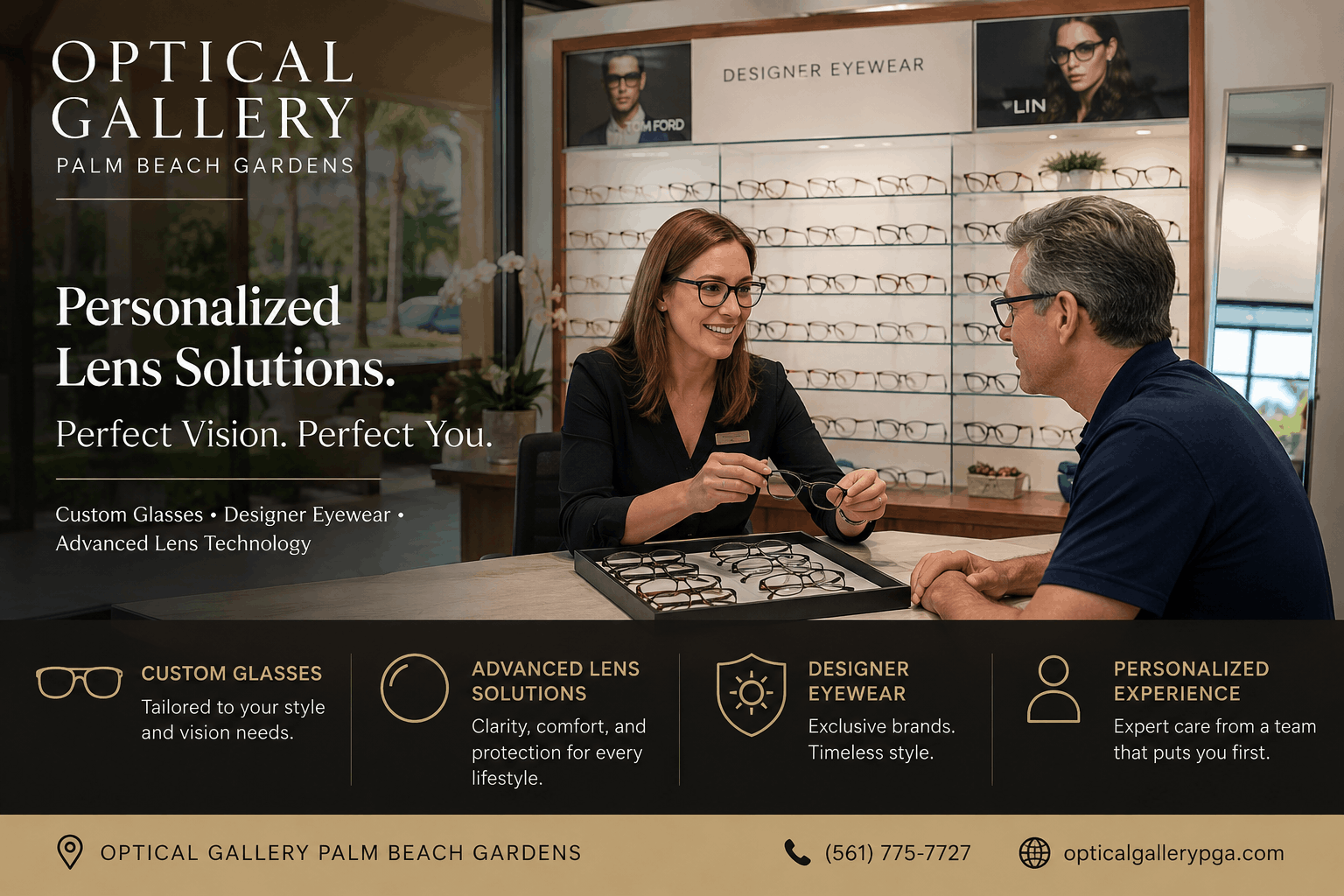 Eyewear Boutique Palm Beach Gardens designer eyeglasses display