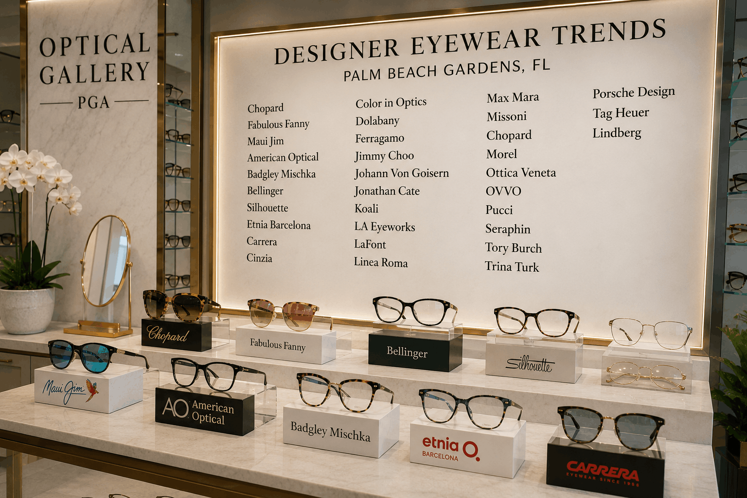 Designer Eyewear Trends in Palm Beach Gardens FL showroom display