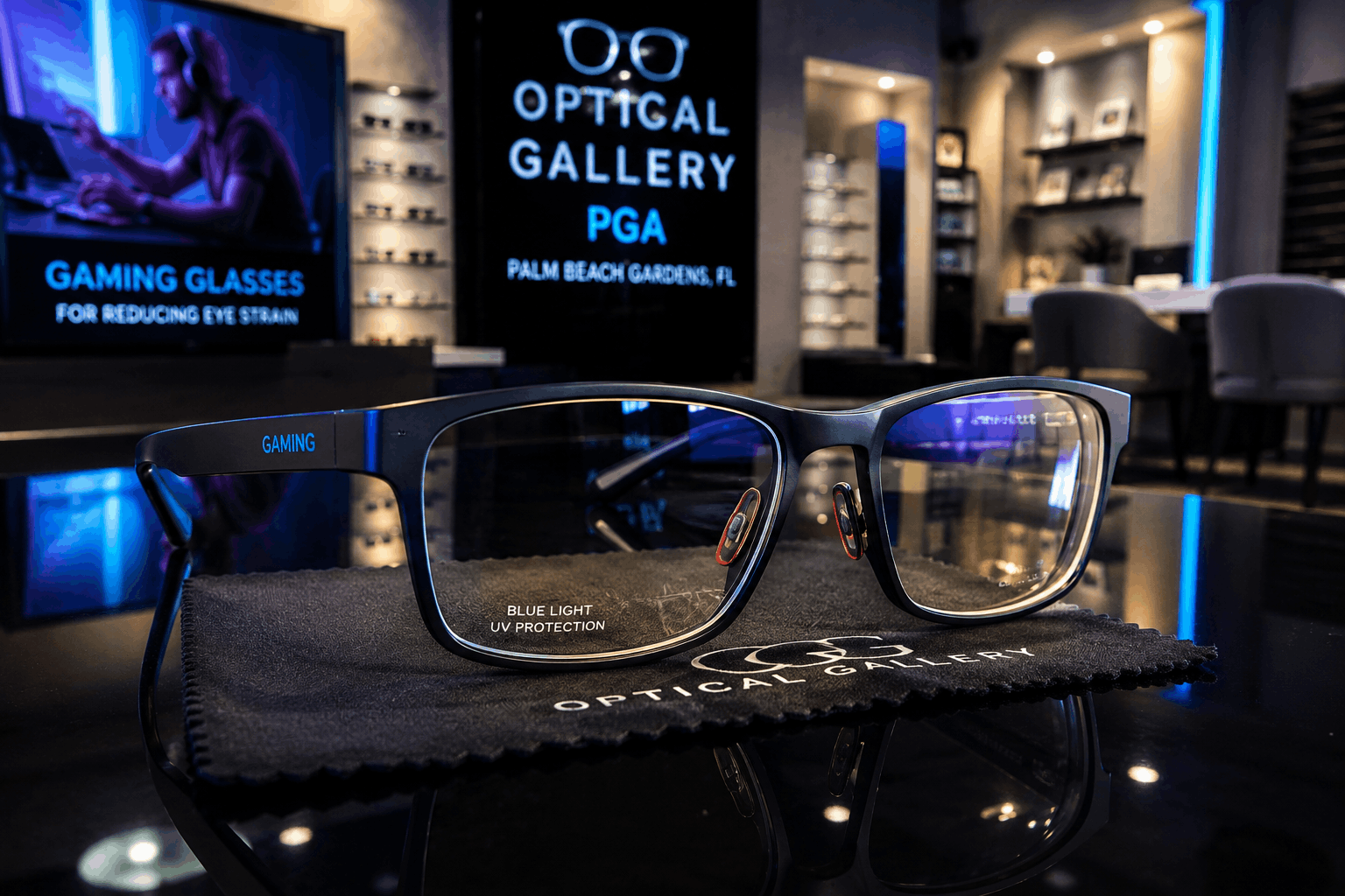 Gaming glasses for reducing eye strain in Palm Beach Gardens FL